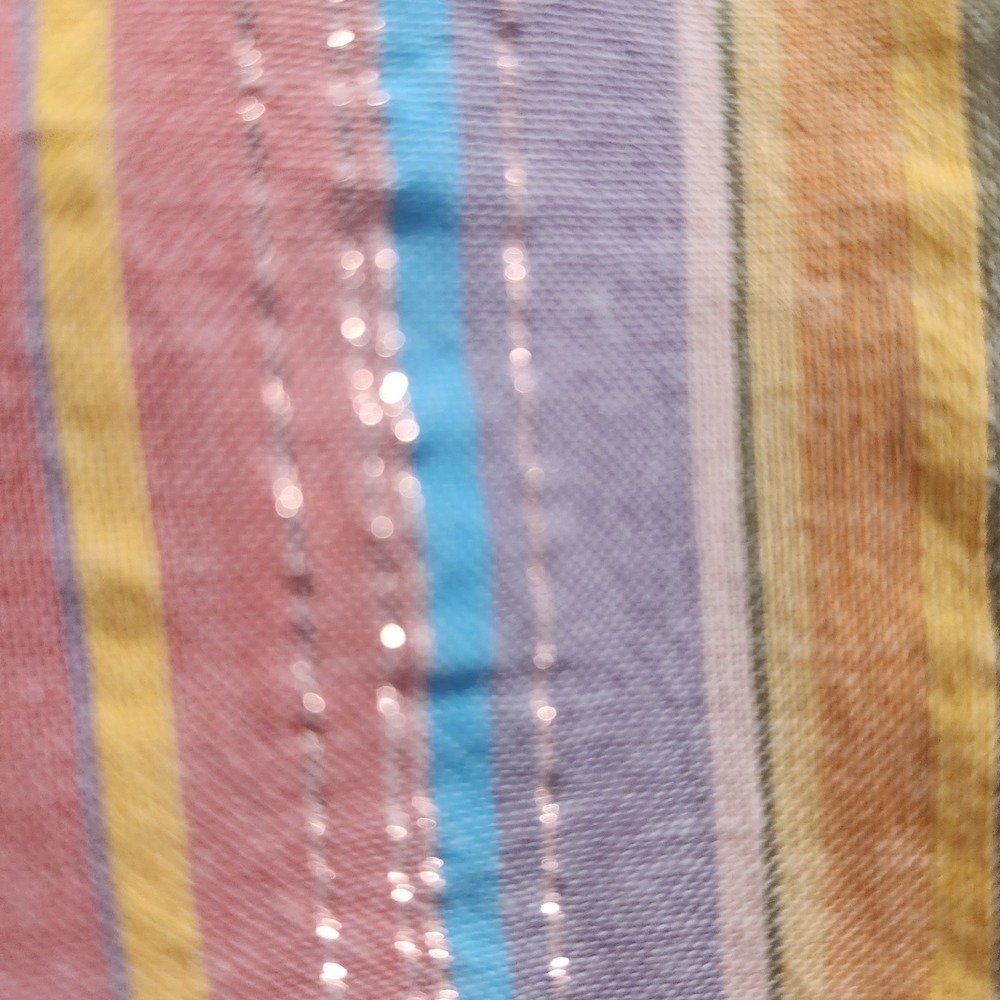 Pilcro XS Striped Button Up Shirt Metallic Thread Cotton Oversized Boho - Picture 9 of 13